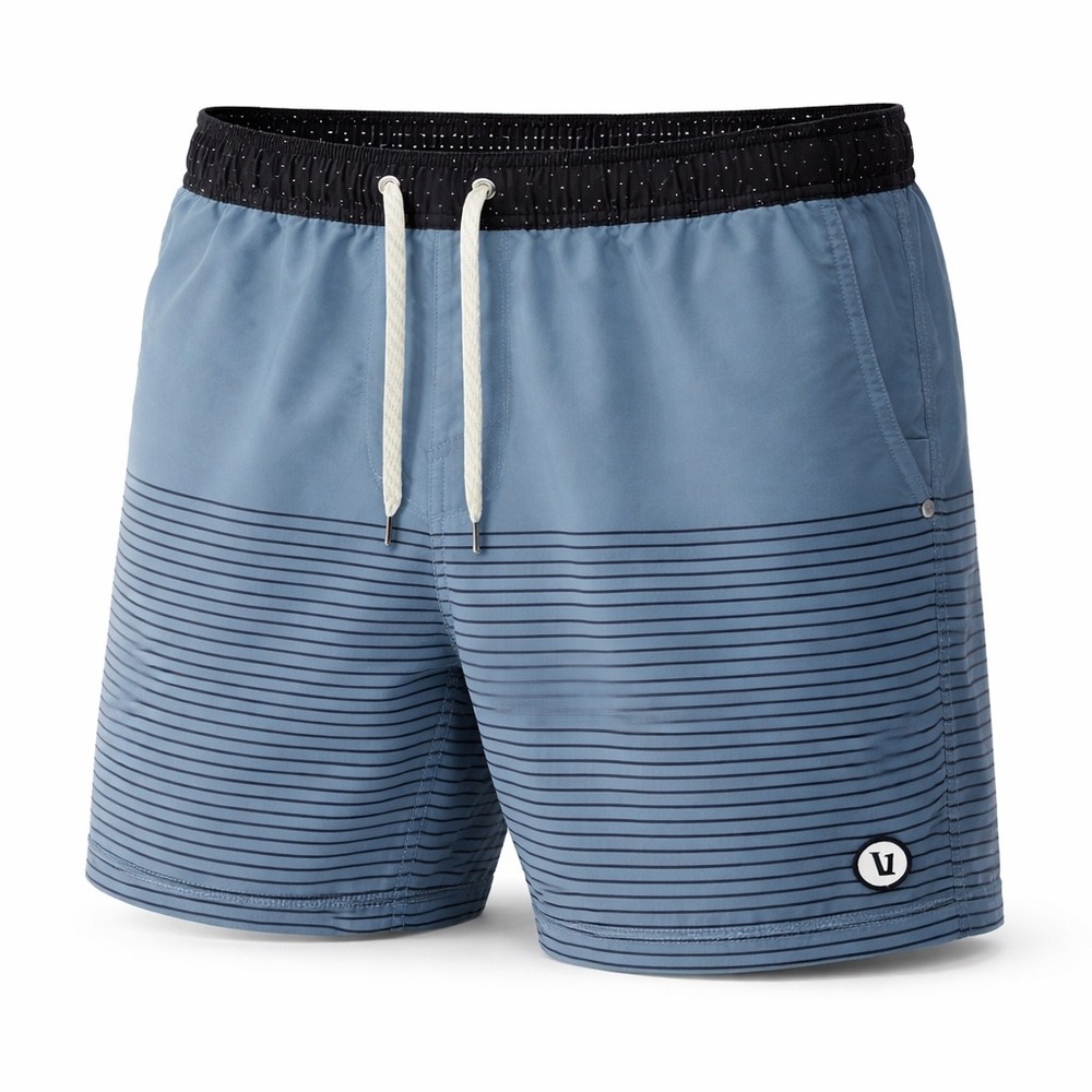 Vuori Kore Shorts Men's XXL Light Azure Blue Stripe Lined Athletic Gym Training